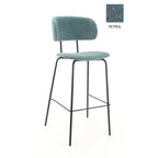 Barkruk bouclé petrol met zwart metalen frame, Society Bo – 112 x 57 x 57,5 cm, zithoogte 82 cm