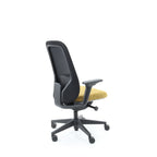 Bureaustoel ergonomisch mesh Nora geel Regain-stoffering, 5D-armleuningen en verstelbare lendensteun