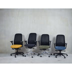 Bureaustoel ergonomisch mesh Nora geel Regain-stoffering, 5D-armleuningen en verstelbare lendensteun