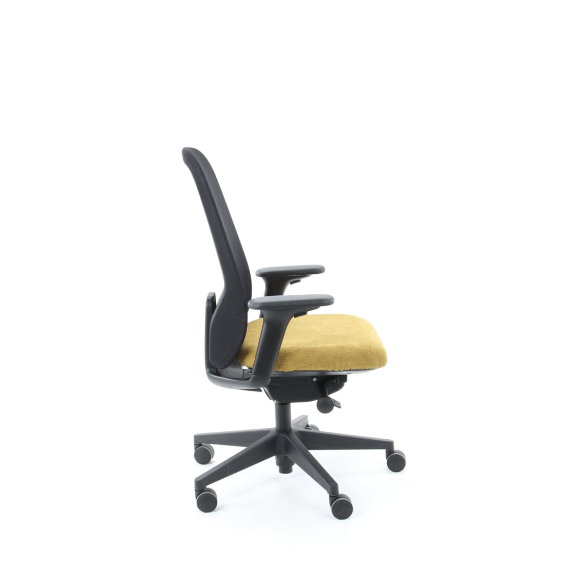 Bureaustoel ergonomisch mesh Nora geel Regain-stoffering, 5D-armleuningen en verstelbare lendensteun