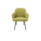 Eetkamerstoel LoLa bouclé groen met vierpoot frame, lage zitting, voor eetkamer en vergaderruimte
