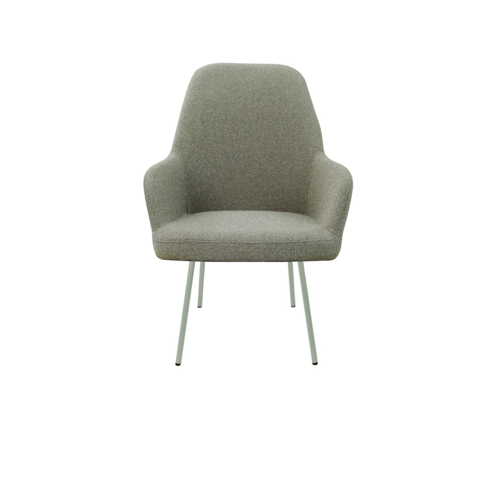 Eetkamerstoel LoLa bouclé groen met vierpoot frame, lage zitting, voor eetkamer en vergaderruimte