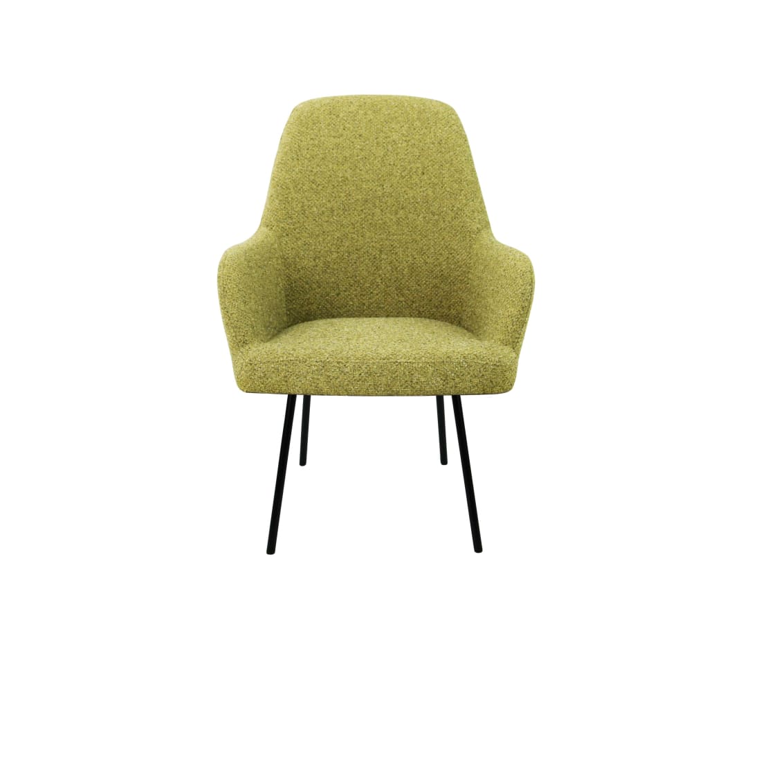 Eetkamerstoel LoLa bouclé groen met vierpoot frame, lage zitting, voor eetkamer en vergaderruimte