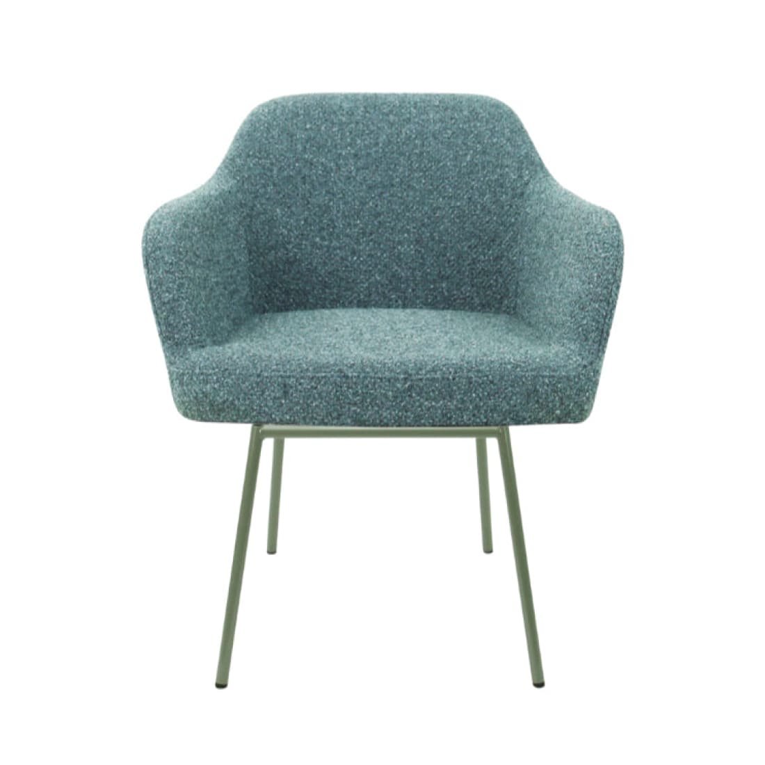 Eetkamerstoel LoLa bouclé groen met vierpoot frame, lage zitting, voor eetkamer en vergaderruimte