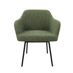 Eetkamerstoel LoLa bouclé groen met vierpoot frame, lage zitting, voor eetkamer en vergaderruimte