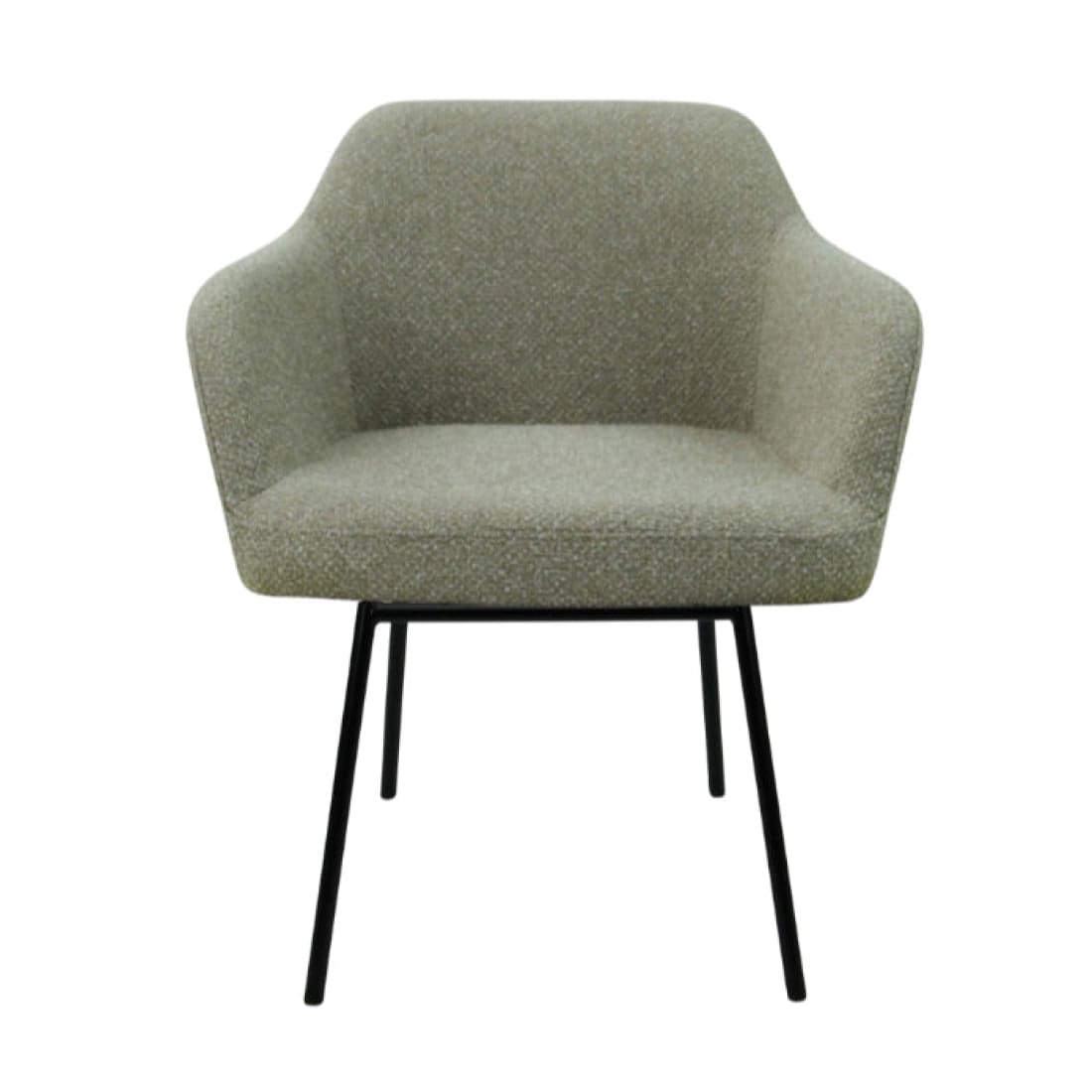 Eetkamerstoel LoLa bouclé groen met vierpoot frame, lage zitting, voor eetkamer en vergaderruimte
