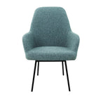 Eetkamerstoel LoLa bouclé groen met vierpoot frame, lage zitting, voor eetkamer en vergaderruimte