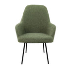 Eetkamerstoel LoLa bouclé groen met vierpoot frame, lage zitting, voor eetkamer en vergaderruimte