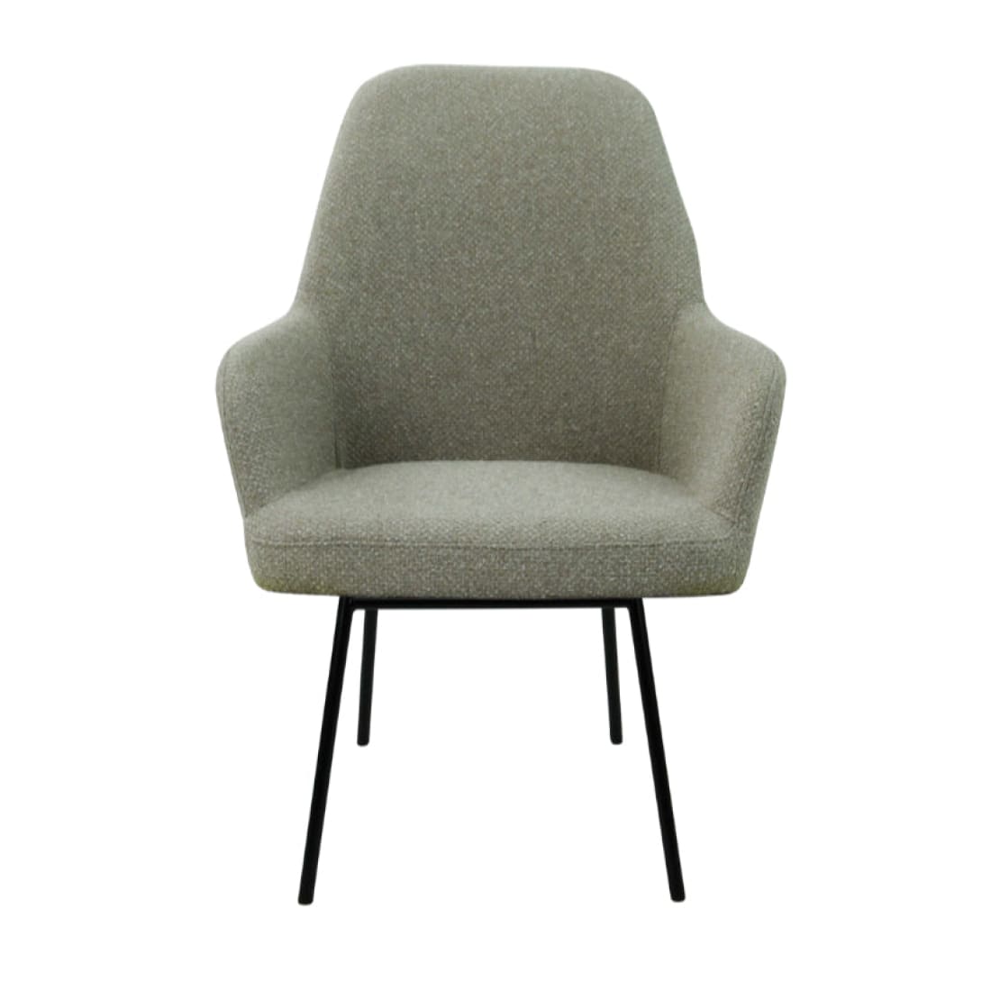Eetkamerstoel LoLa bouclé groen met vierpoot frame, lage zitting, voor eetkamer en vergaderruimte
