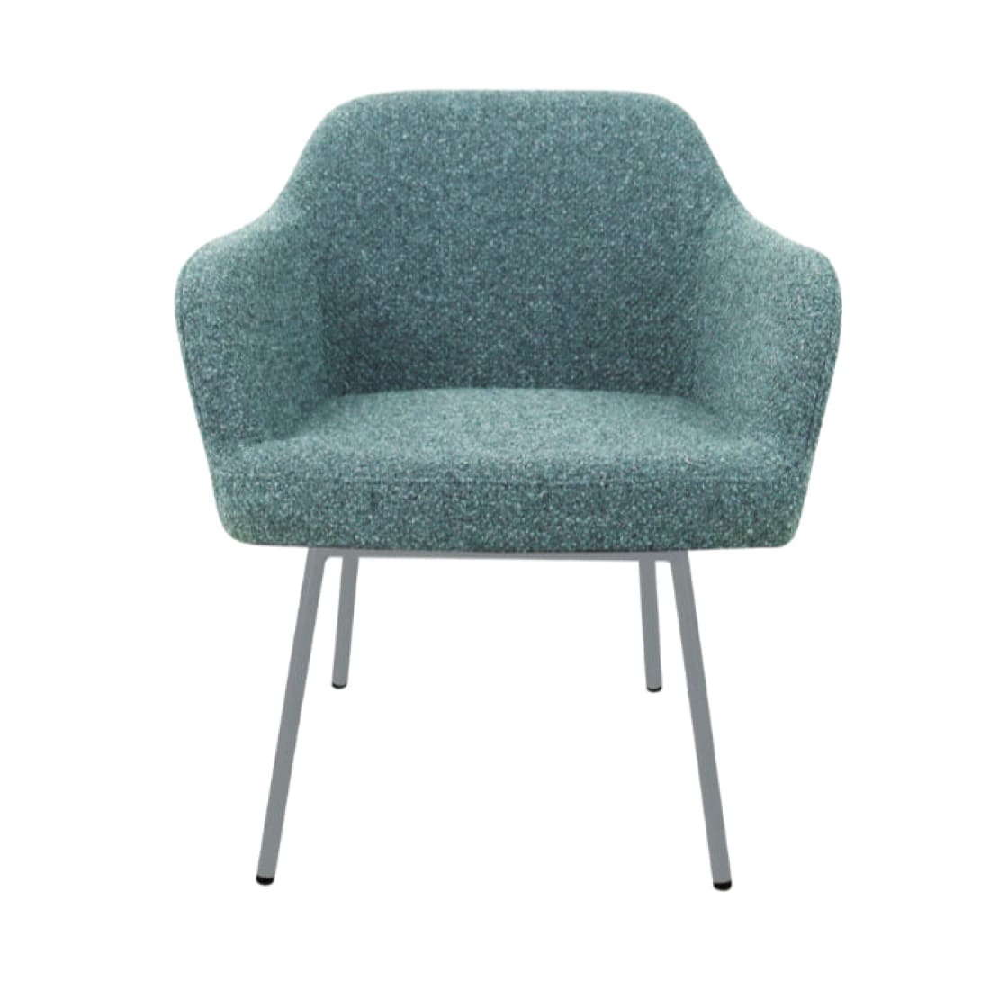 Eetkamerstoel LoLa bouclé groen met vierpoot frame, lage zitting, voor eetkamer en vergaderruimte