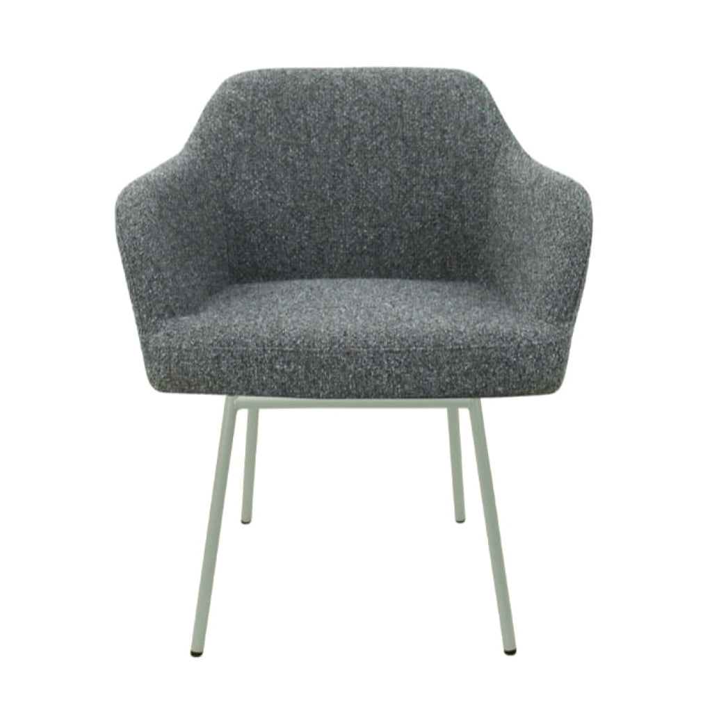 Eetkamerstoel LoLa bouclé groen met vierpoot frame, lage zitting, voor eetkamer en vergaderruimte