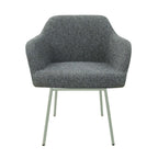 Eetkamerstoel LoLa bouclé groen met vierpoot frame, lage zitting, voor eetkamer en vergaderruimte