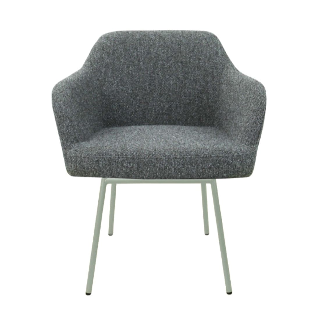 Eetkamerstoel LoLa bouclé groen met vierpoot frame, lage zitting, voor eetkamer en vergaderruimte
