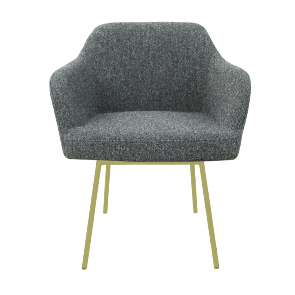 Eetkamerstoel LoLa bouclé groen met vierpoot frame, lage zitting, voor eetkamer en vergaderruimte