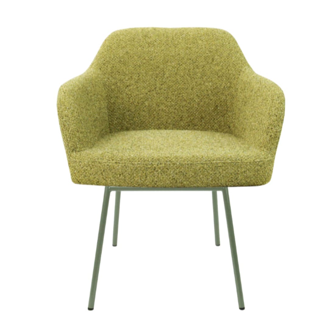 Eetkamerstoel LoLa bouclé groen met vierpoot frame, lage zitting, voor eetkamer en vergaderruimte