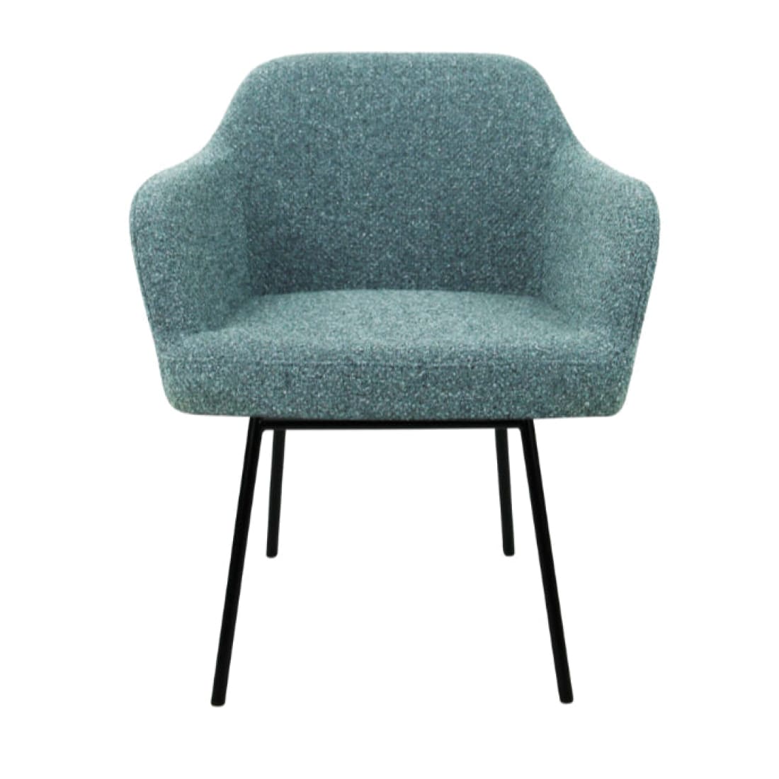 Eetkamerstoel LoLa bouclé groen met vierpoot frame, lage zitting, voor eetkamer en vergaderruimte
