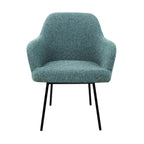 Eetkamerstoel LoLa bouclé groen met vierpoot frame, lage zitting, voor eetkamer en vergaderruimte