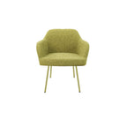 Eetkamerstoel LoLa bouclé groen met vierpoot frame, lage zitting, voor eetkamer en vergaderruimte
