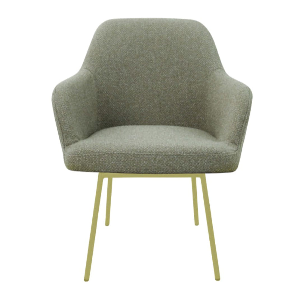 Eetkamerstoel LoLa bouclé groen met vierpoot frame, lage zitting, voor eetkamer en vergaderruimte