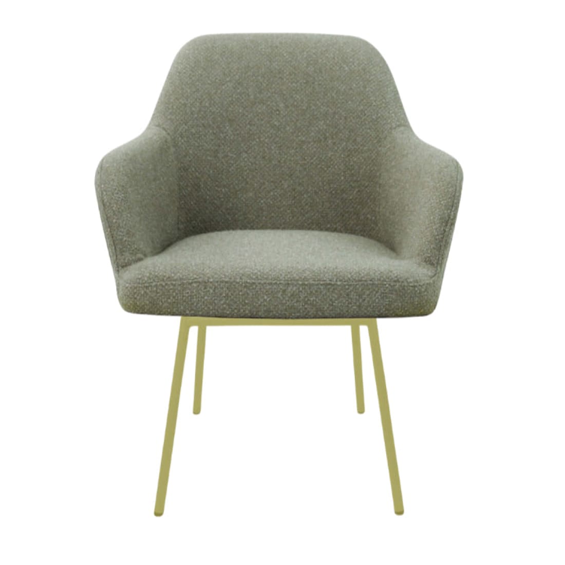 Eetkamerstoel LoLa bouclé groen met vierpoot frame, lage zitting, voor eetkamer en vergaderruimte