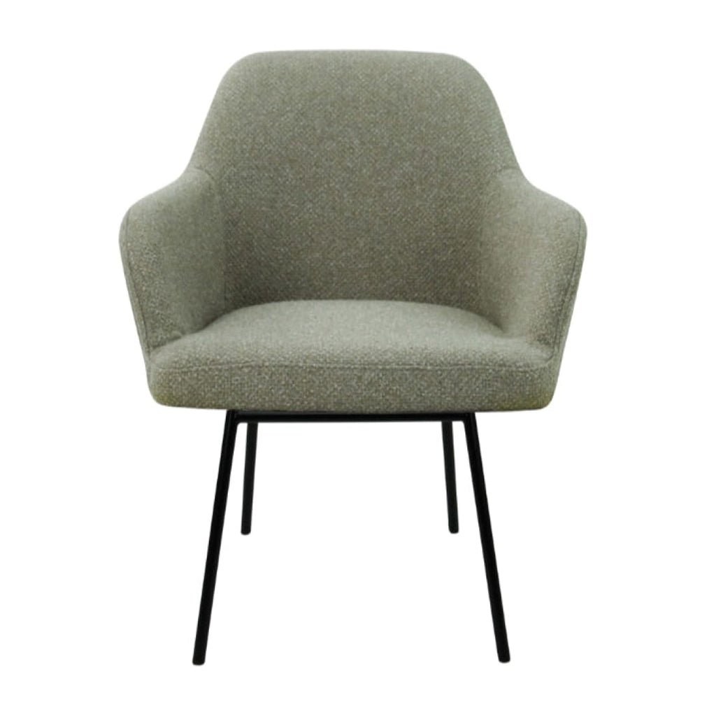 Eetkamerstoel LoLa bouclé groen met vierpoot frame, lage zitting, voor eetkamer en vergaderruimte