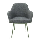 Eetkamerstoel LoLa bouclé groen met vierpoot frame, lage zitting, voor eetkamer en vergaderruimte