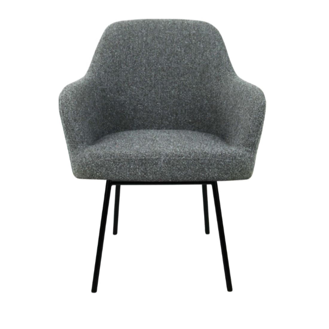 Eetkamerstoel LoLa bouclé groen met vierpoot frame, lage zitting, voor eetkamer en vergaderruimte