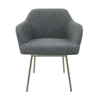 Eetkamerstoel LoLa bouclé groen met vierpoot frame, lage zitting, voor eetkamer en vergaderruimte