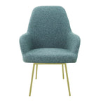 Eetkamerstoel LoLa bouclé groen met vierpoot frame, lage zitting, voor eetkamer en vergaderruimte