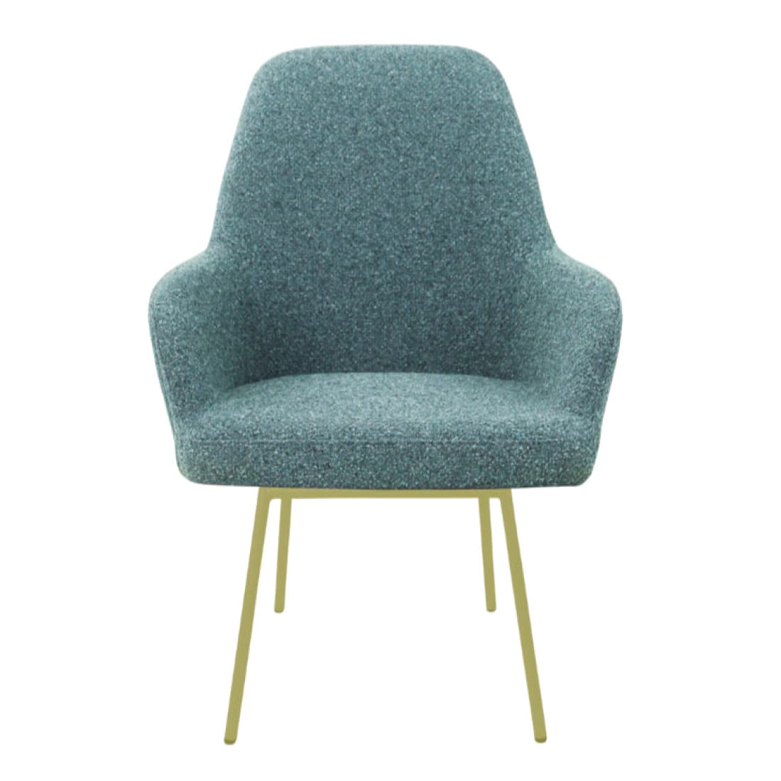 Eetkamerstoel LoLa bouclé groen met vierpoot frame, lage zitting, voor eetkamer en vergaderruimte