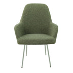 Eetkamerstoel LoLa bouclé groen met vierpoot frame, lage zitting, voor eetkamer en vergaderruimte