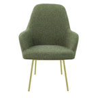 Eetkamerstoel LoLa bouclé groen met vierpoot frame, lage zitting, voor eetkamer en vergaderruimte