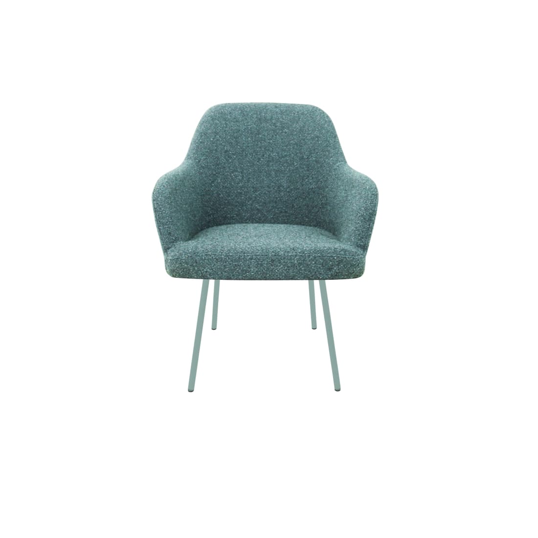 Eetkamerstoel LoLa bouclé groen met vierpoot frame, lage zitting, voor eetkamer en vergaderruimte