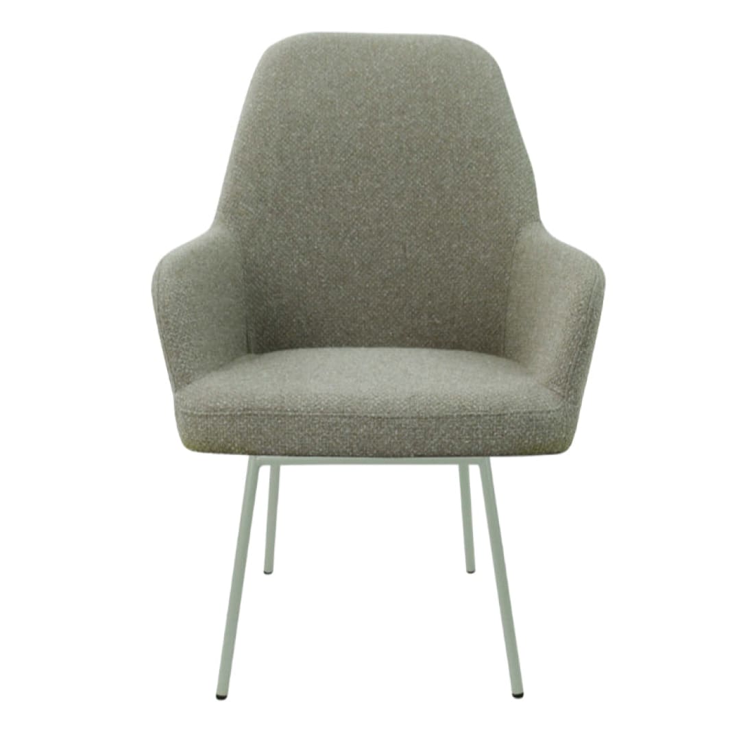 Eetkamerstoel LoLa bouclé groen met vierpoot frame, lage zitting, voor eetkamer en vergaderruimte