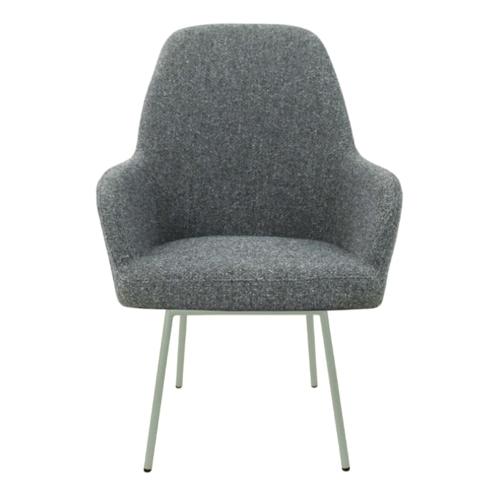 Eetkamerstoel LoLa bouclé groen met vierpoot frame, lage zitting, voor eetkamer en vergaderruimte