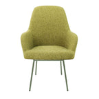 Eetkamerstoel LoLa bouclé groen met vierpoot frame, lage zitting, voor eetkamer en vergaderruimte