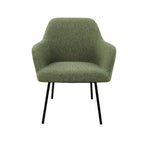 Loungefauteuil vierpoot bouclé gerecycled LoLa, lage zitting, saliegroen met metalen poten