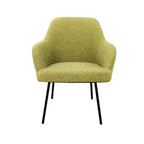 Loungefauteuil vierpoot bouclé gerecycled LoLa, lage zitting, saliegroen met metalen poten