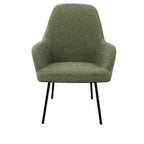 Loungefauteuil vierpoot bouclé gerecycled LoLa, lage zitting, saliegroen met metalen poten