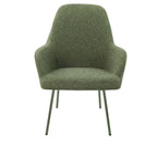 Loungefauteuil vierpoot bouclé gerecycled LoLa, lage zitting, saliegroen met metalen poten