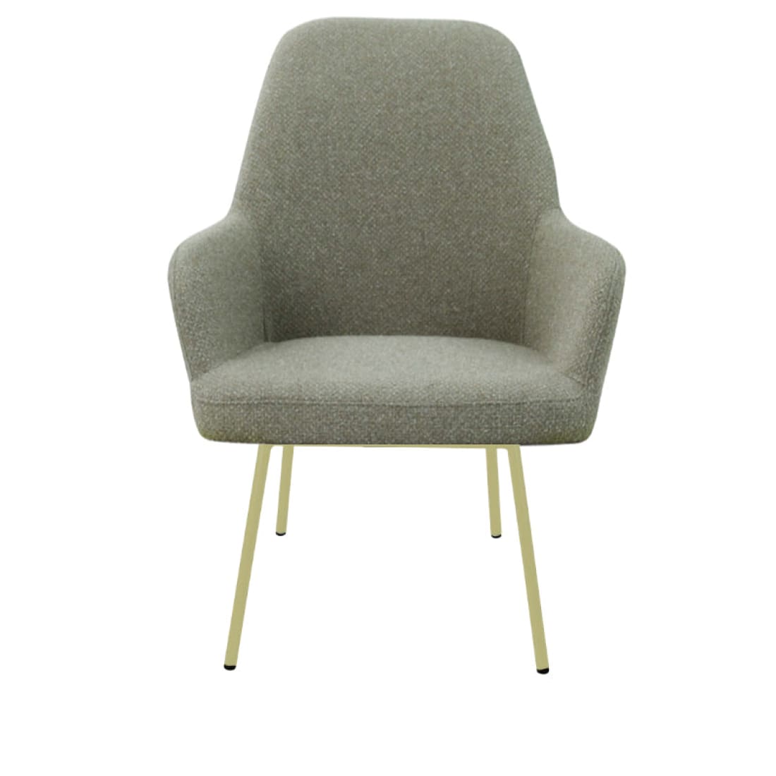 Loungefauteuil vierpoot bouclé gerecycled LoLa, lage zitting, saliegroen met metalen poten