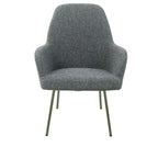 Loungefauteuil vierpoot bouclé gerecycled LoLa, lage zitting, saliegroen met metalen poten