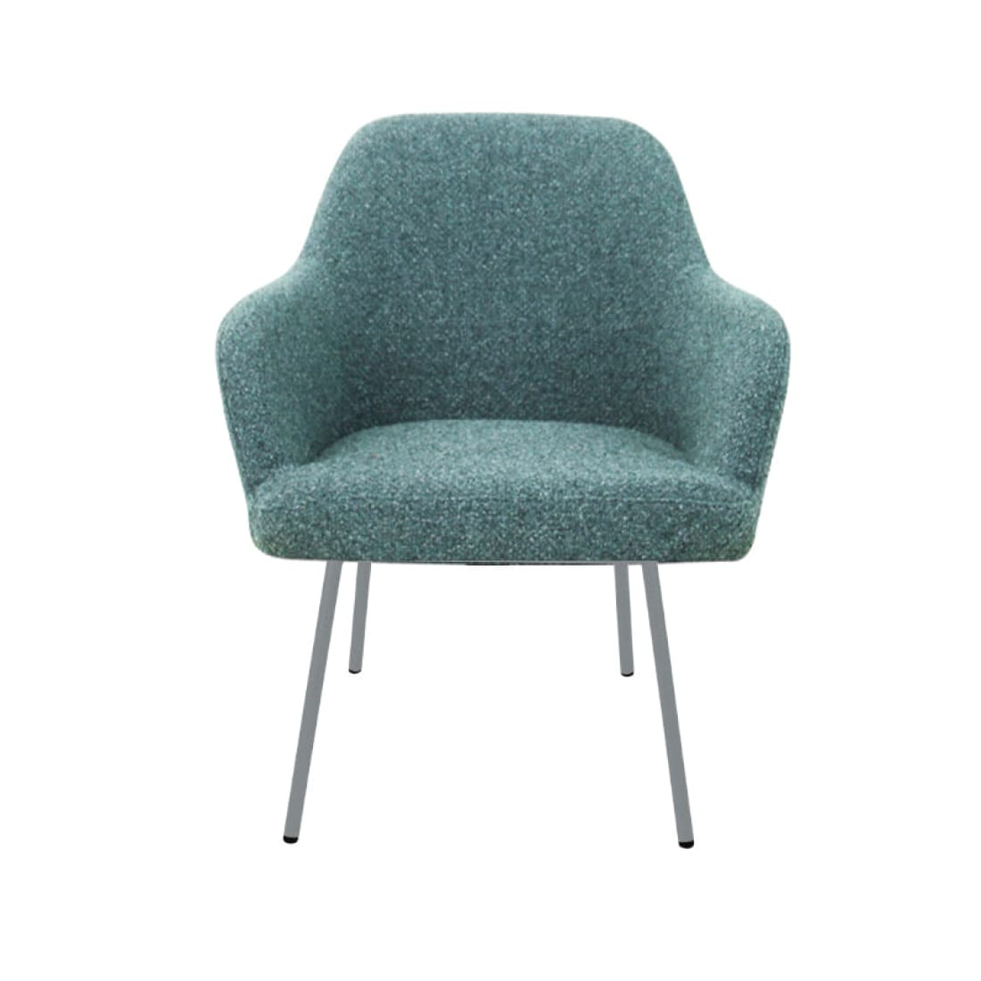 Loungefauteuil vierpoot bouclé gerecycled LoLa, lage zitting, saliegroen met metalen poten