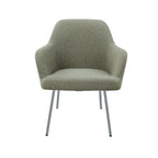 Loungefauteuil vierpoot bouclé gerecycled LoLa, lage zitting, saliegroen met metalen poten