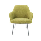 Loungefauteuil vierpoot bouclé gerecycled LoLa, lage zitting, saliegroen met metalen poten