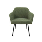 Loungefauteuil vierpoot bouclé gerecycled LoLa, lage zitting, saliegroen met metalen poten