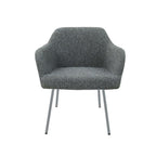 Loungefauteuil vierpoot bouclé gerecycled LoLa, lage zitting, saliegroen met metalen poten