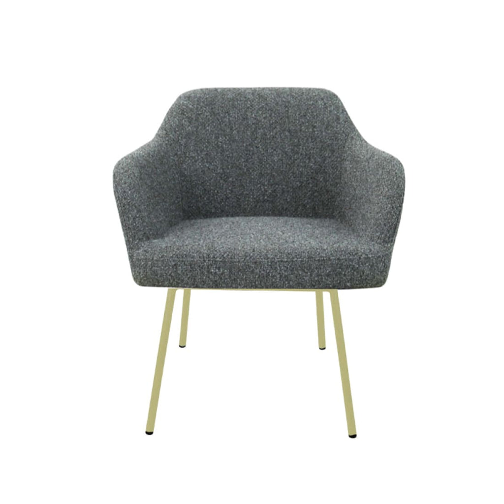 Loungefauteuil vierpoot bouclé gerecycled LoLa, lage zitting, saliegroen met metalen poten