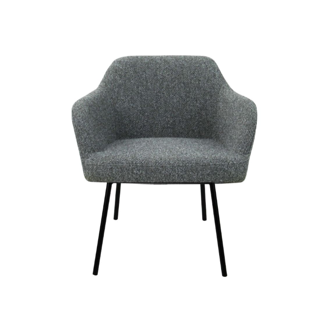 Loungefauteuil vierpoot bouclé gerecycled LoLa, lage zitting, saliegroen met metalen poten