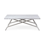 Salontafel Carrara-marmer roestvrij staal Koraal, wit en zilver, 127 x 71 cm, woonkamer